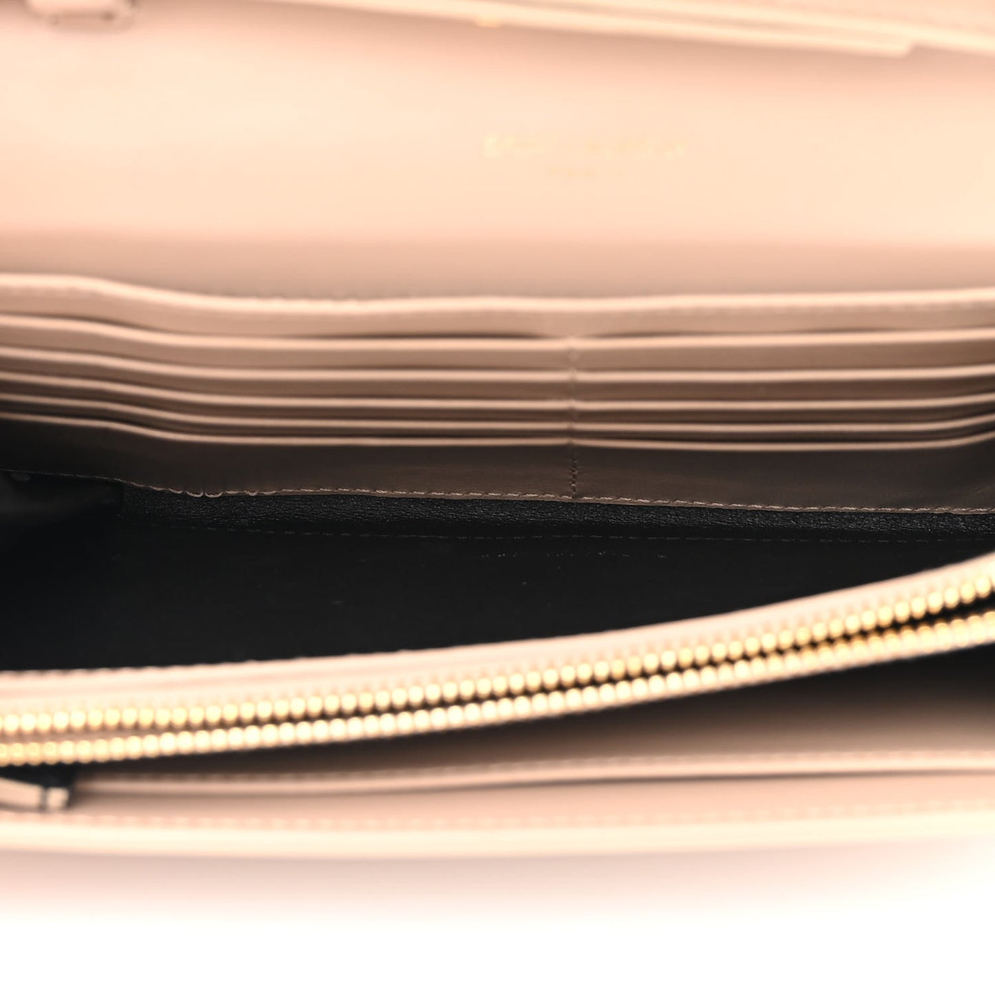 Glossy Calfskin Monogram Chain Wallet Dark Beige