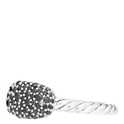 David Yurman Sterling Silver Black Diamond 7mm Petite Pave Ring 50 5.5 3 of 5