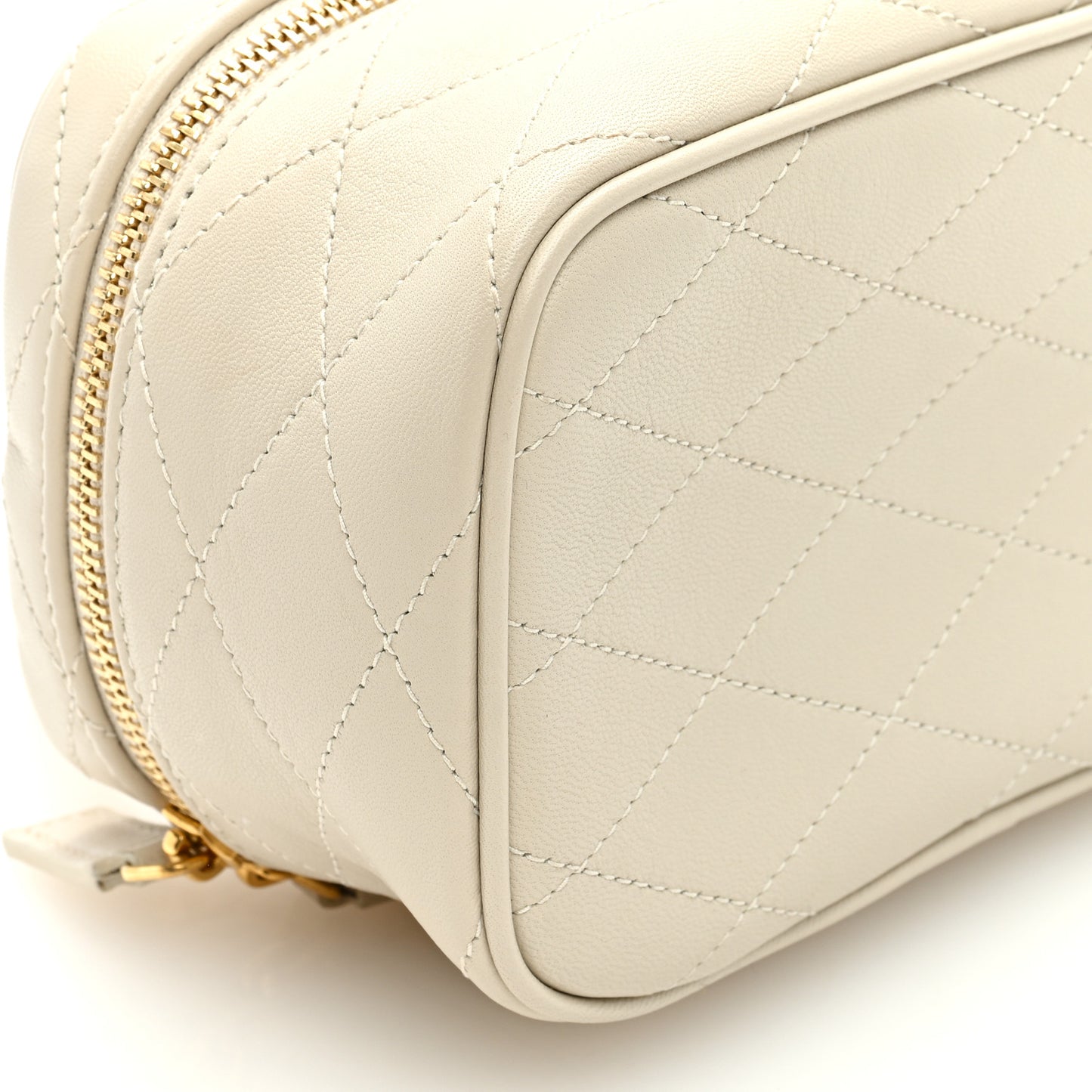 Grain De Poudre Quilted Vanity Bag Top Handle Crema Soft