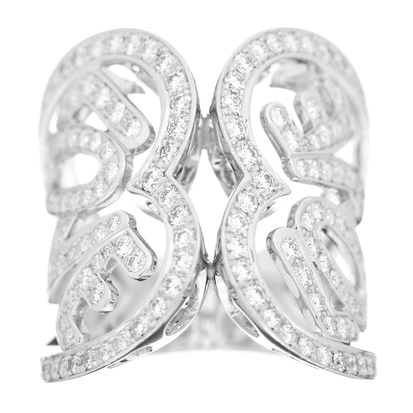 18K White Gold Diamond Love Hearts Ring 53 6.5