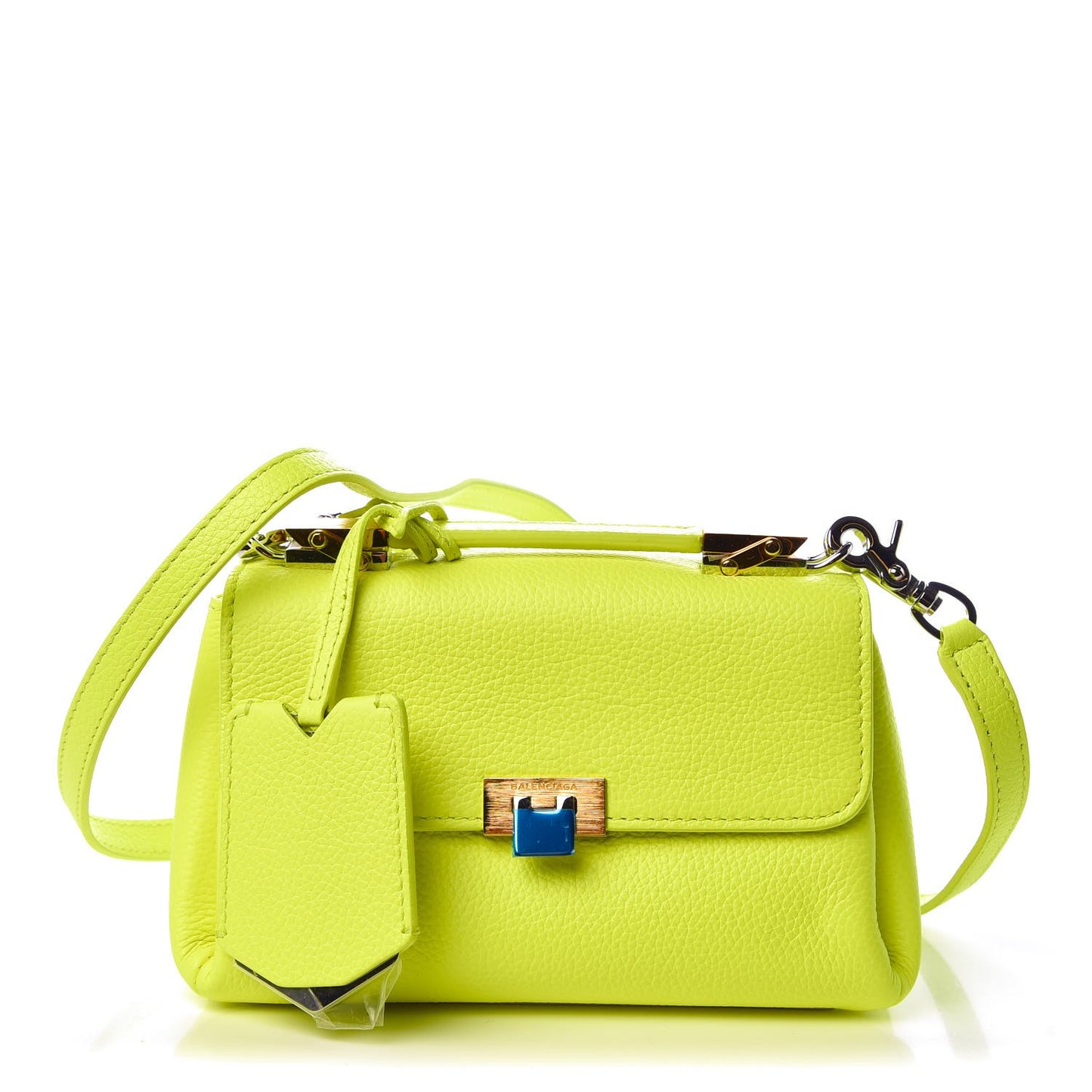 Grained Calfskin Le Dix Nano Soft Cartable Jaune Fluo