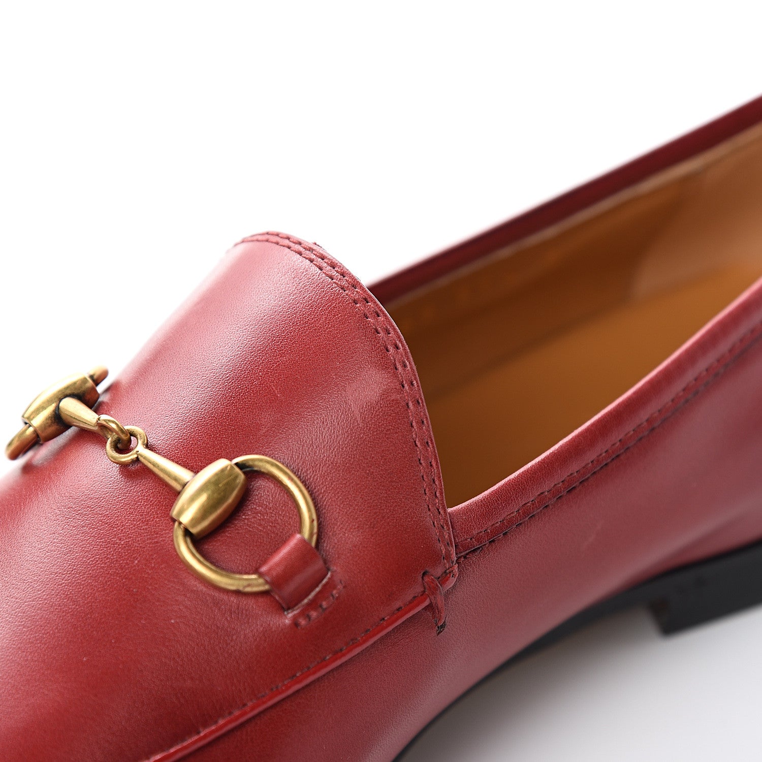 Gucci Calfskin Womens Jordaan Loafers 37.5 Hibiscus Red 9 of 10