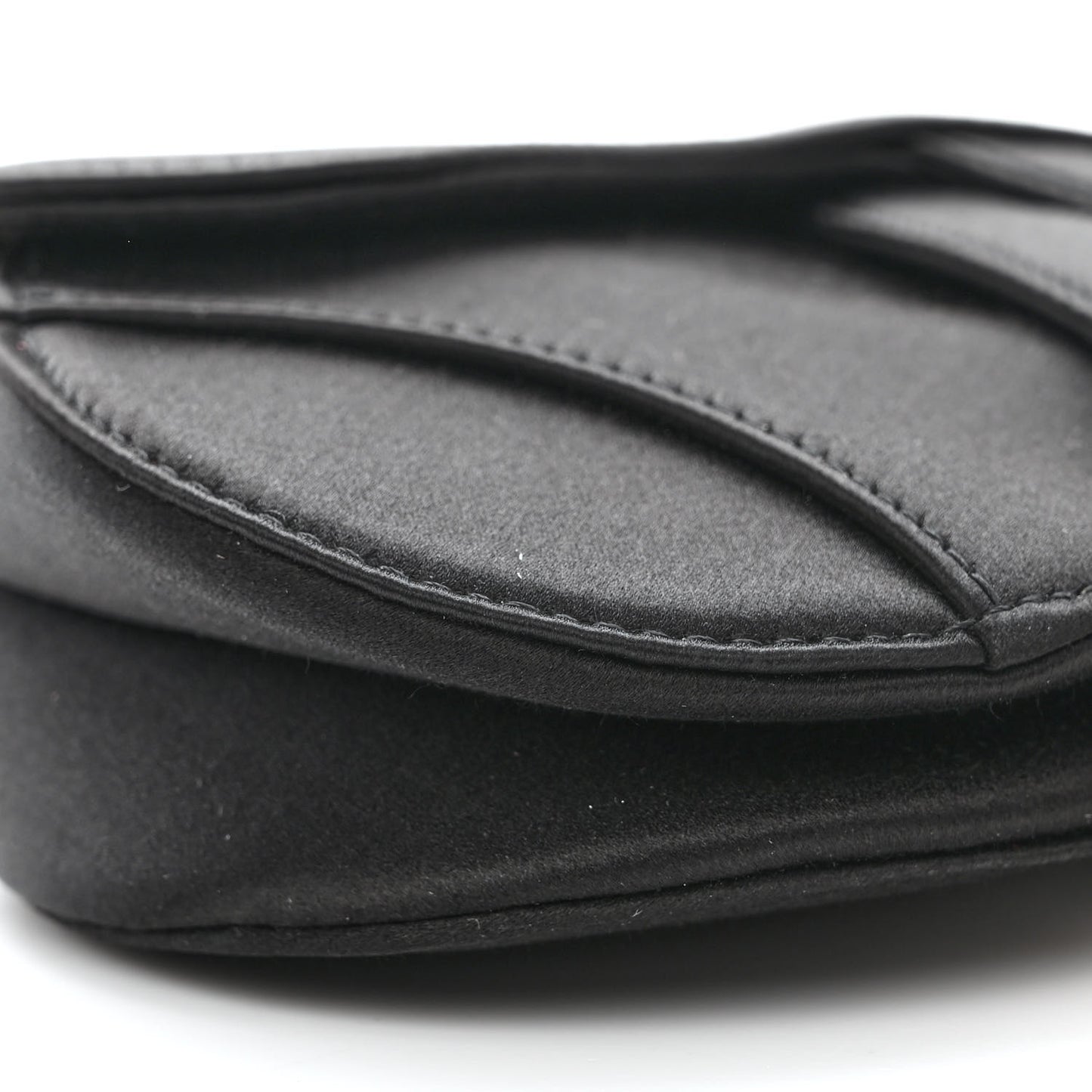 Satin Crystal Mini Saddle Bag Black