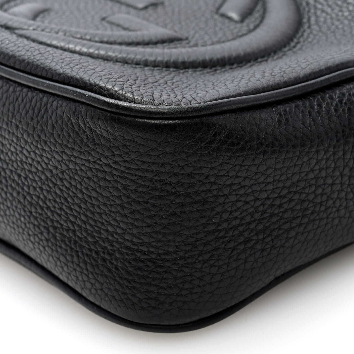 Pebbled Calfskin Small Soho Disco Bag Black