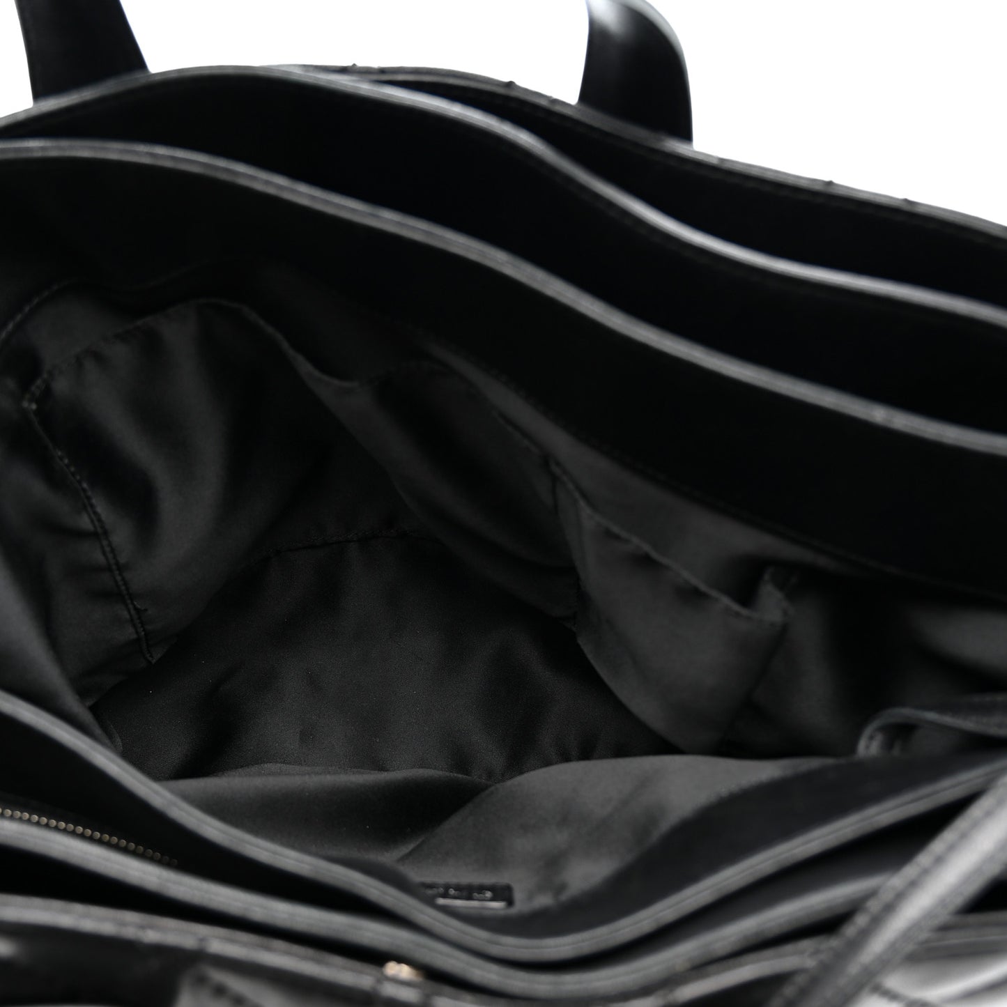 Lambskin Quilted Easy Carry Shopping Tote Black