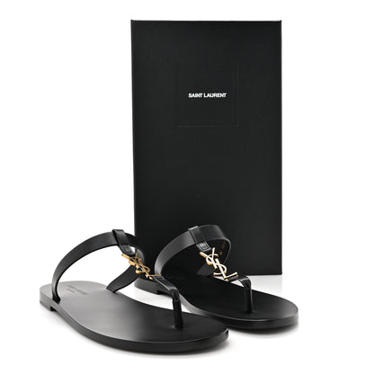 Saint Laurent Patent Calfskin Mens Cassandra Monogram Sandals 43 Black 9 of 9