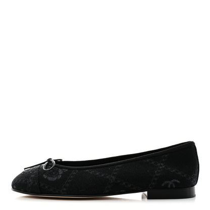 Chanel Denim Printed Cap Toe Ballerina Flats 38.5 Black 1 of 9