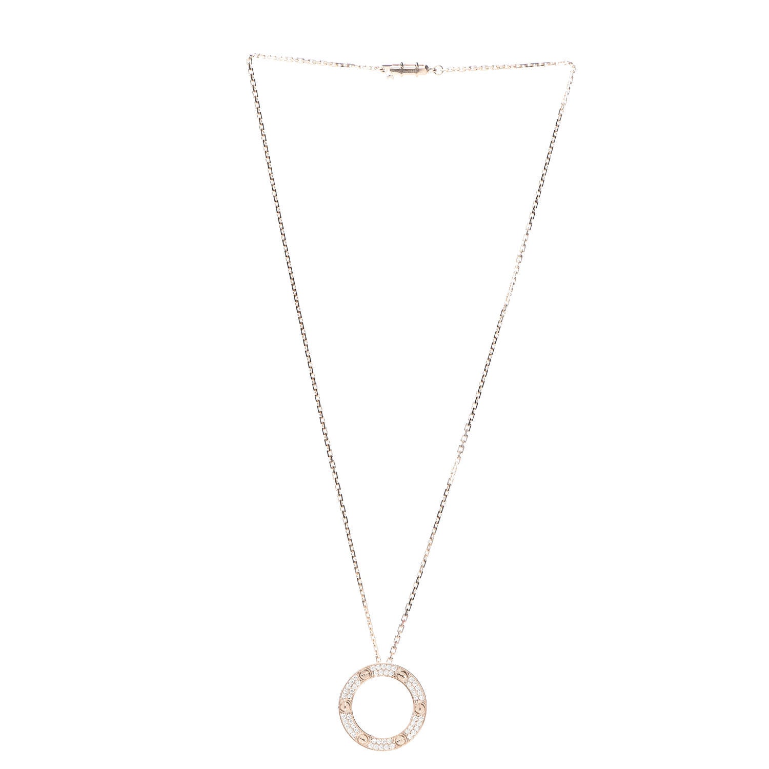 Cartier 18K Pink Gold Diamond LOVE Paved Necklace 2 of 6