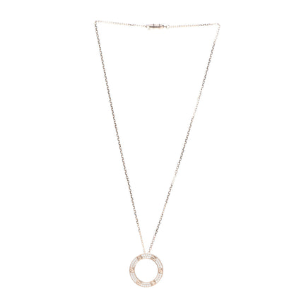 Cartier 18K Pink Gold Diamond LOVE Paved Necklace 2 of 6