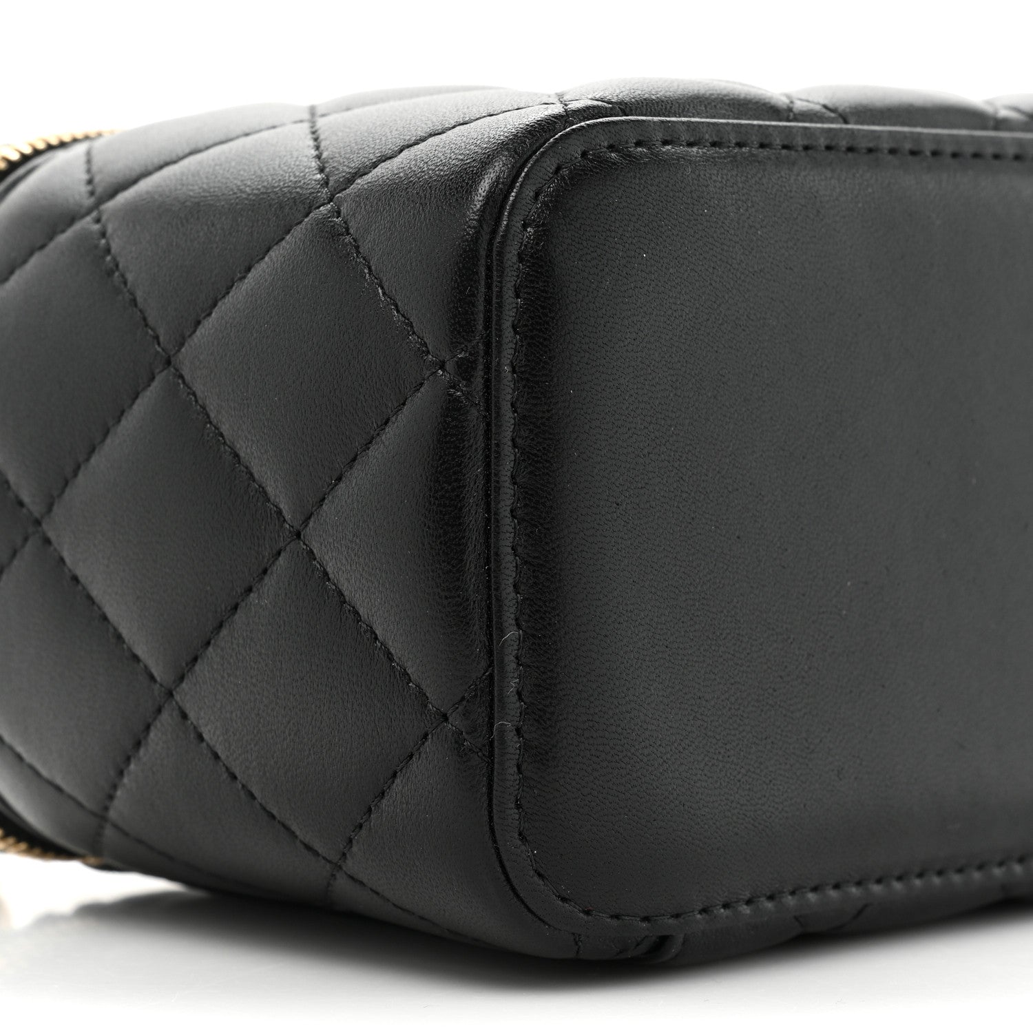 Chanel Lambskin Quilted Small Pearl Crush Vanity Case With Chain Black 9 of 11
