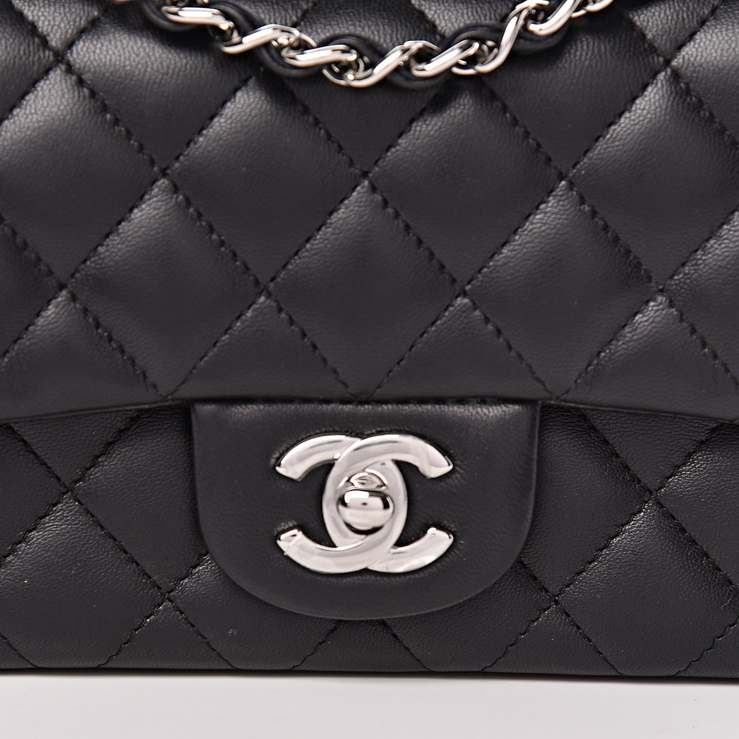Lambskin Quilted Mini Rectangular Flap Black