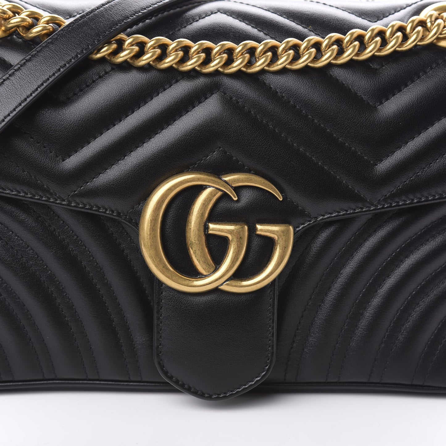 Calfskin Matelasse Small GG Marmont Shoulder Bag Black