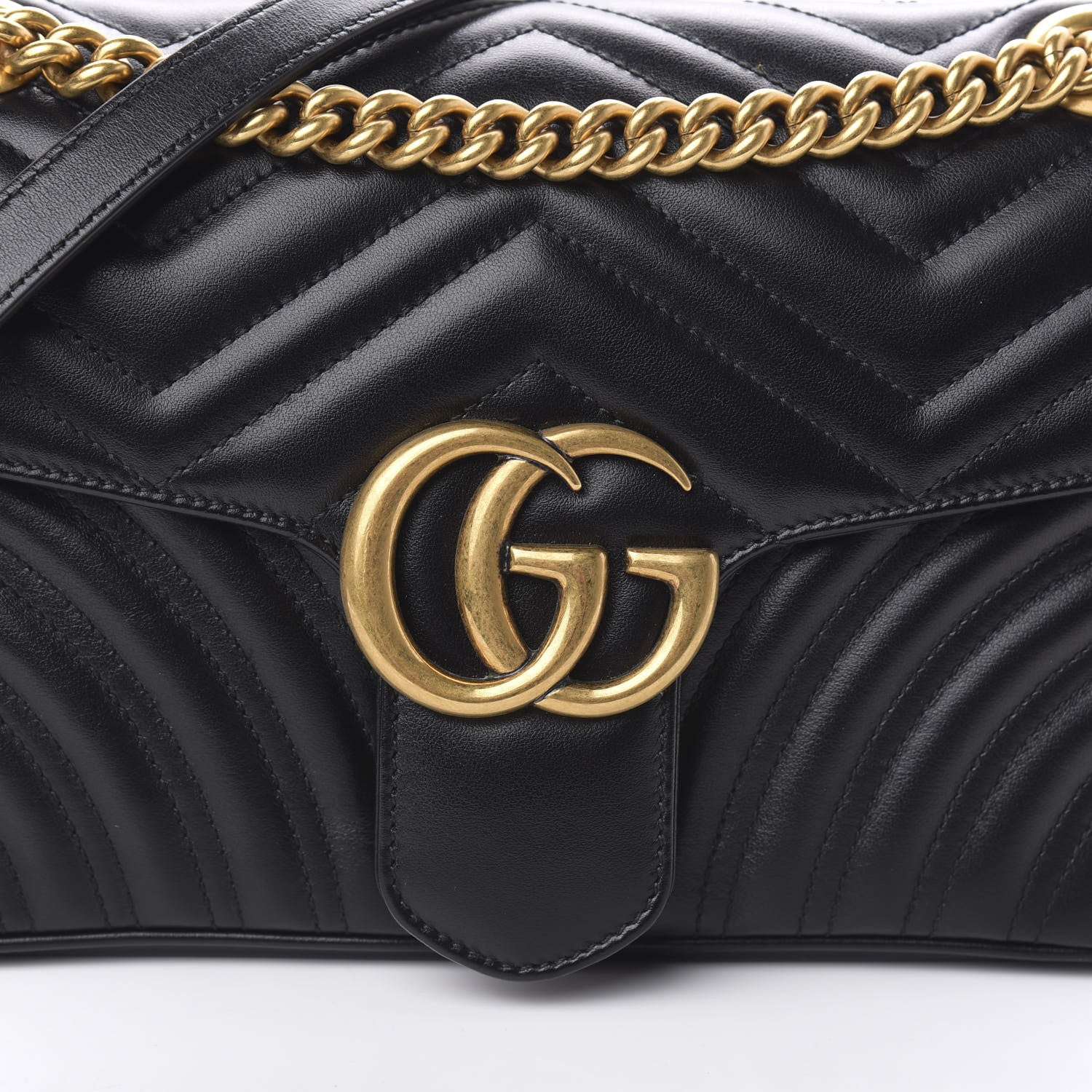 Gucci Calfskin Matelasse Small GG Marmont Shoulder Bag Black 10 of 10