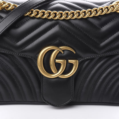 Gucci Calfskin Matelasse Small GG Marmont Shoulder Bag Black 10 of 10