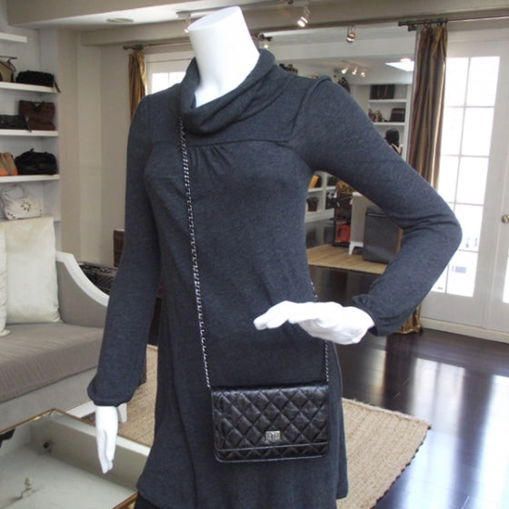 Chanel Striped Reissue Wallet On Chain Black 2 of 11