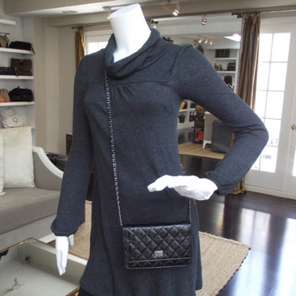 Chanel Striped Reissue Wallet On Chain Black 2 of 11