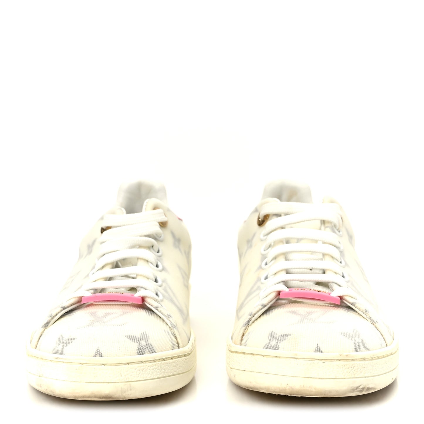 Technical Fabric Calfskin Monogram Frontrow Sneakers 35.5 Pink