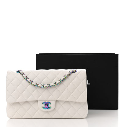 Chanel Caviar Quilted Rainbow CC Medium Double Flap White 11 of 11