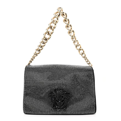 Versace Suede Crystal Medusa Sultan Evening Bag Black 1 of 11
