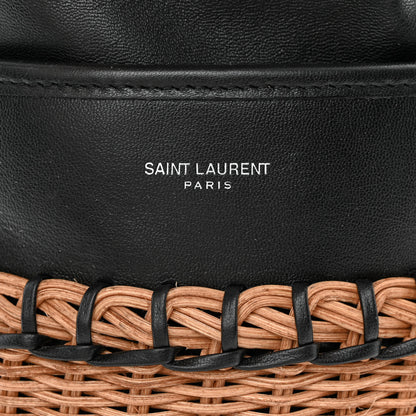 Saint Laurent Calfskin Wicker Small Bahia Bucket Bag Black 6 of 10
