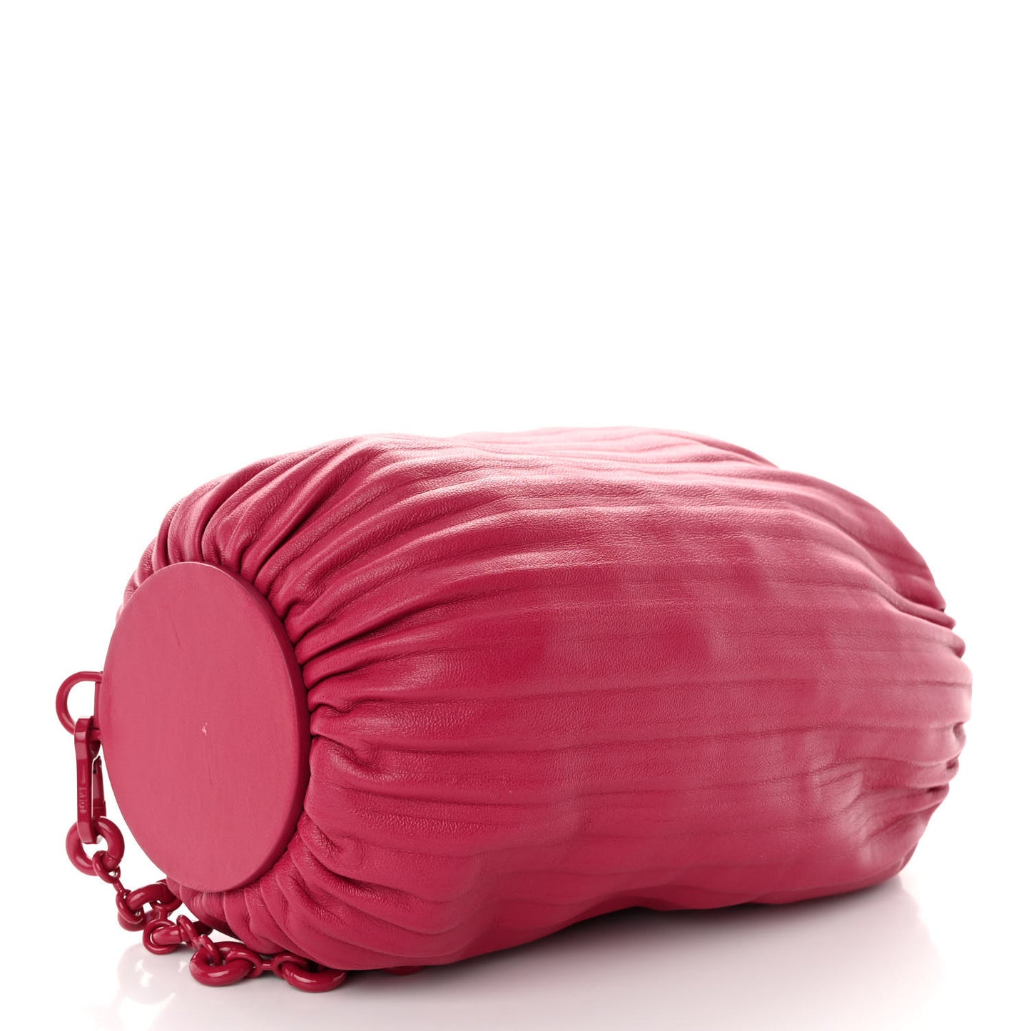 Lambskin Pleated Bracelet Pouch Chain Shoulder Bag Rouge Blossoms