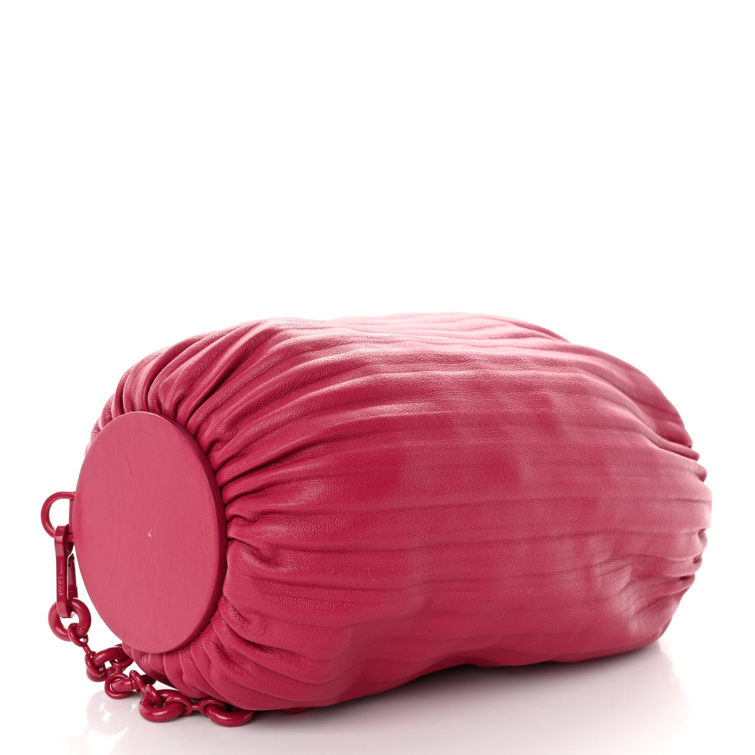 Loewe Lambskin Pleated Bracelet Pouch Chain Shoulder Bag Rouge Blossoms 4 of 11