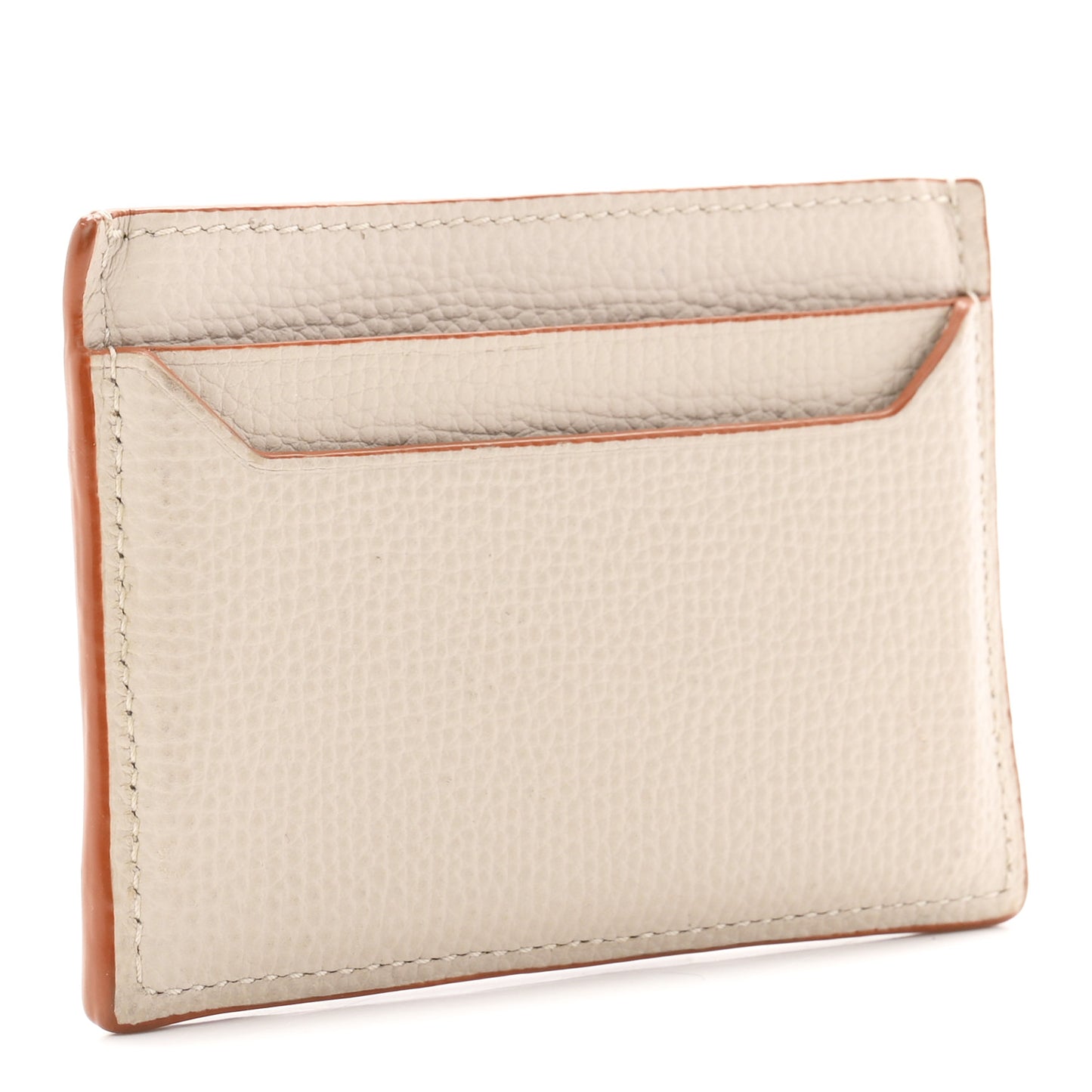 Soft Grained Calfskin Anagram Card Holder Light Oat