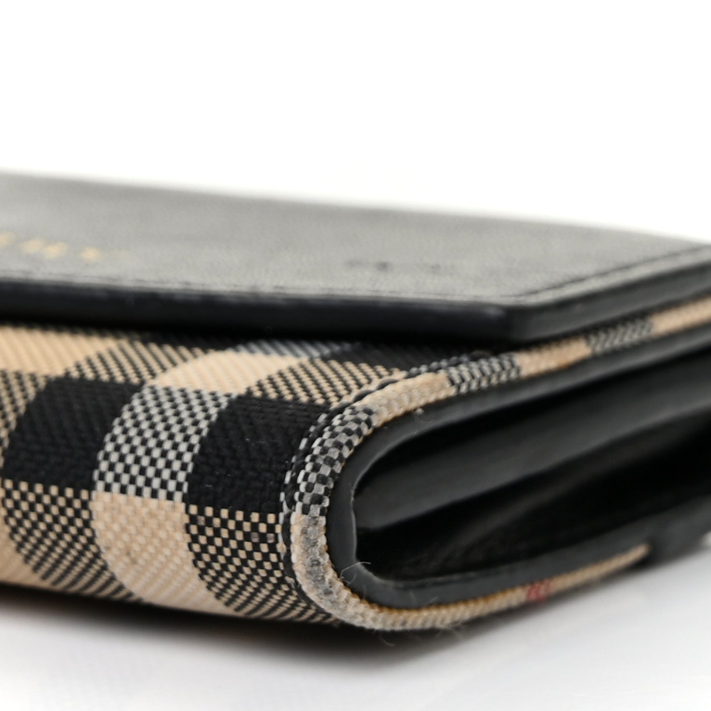 Calfskin House Check Chesam Card Case Black