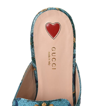 Gucci Iridescent Brocade Womens Princetown Slippers 39 Azure Multicolor Oro 7 of 8