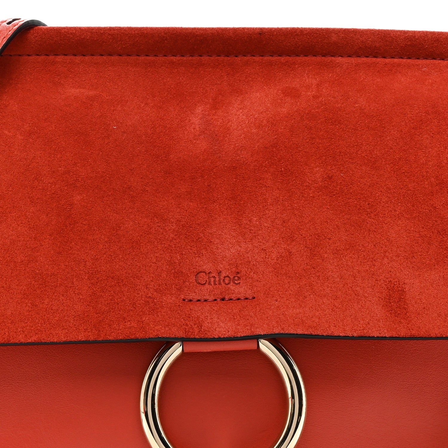 Chloe Calfskin Suede Medium Faye Shoulder Bag Sepia Red 9 of 12