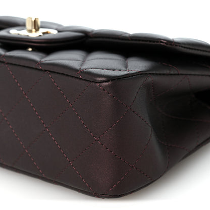Chanel Iridescent Lambskin Quilted Mini Top Handle Rectangular Flap Burgundy 10 of 10