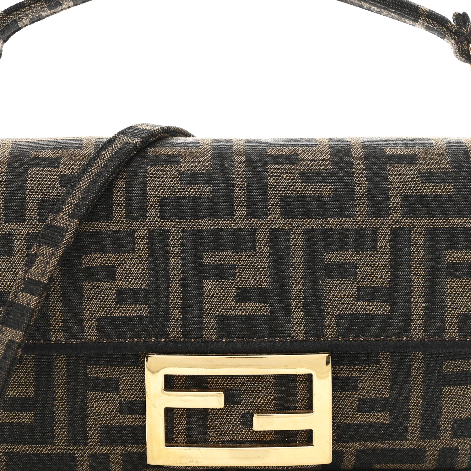Fendi Fabric Jacquard FF 1974 Mini Baguette Tobacco Moro Black 8 of 11