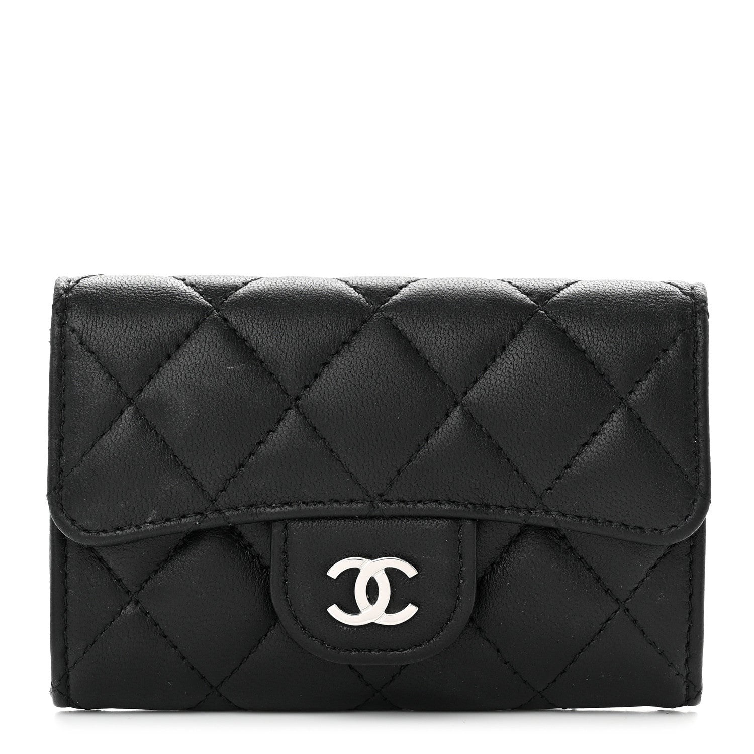 Chanel Lambskin Quilted Flap Card Holder Wallet Black 1 of 10