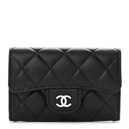 Chanel Lambskin Quilted Flap Card Holder Wallet Black 1 of 10