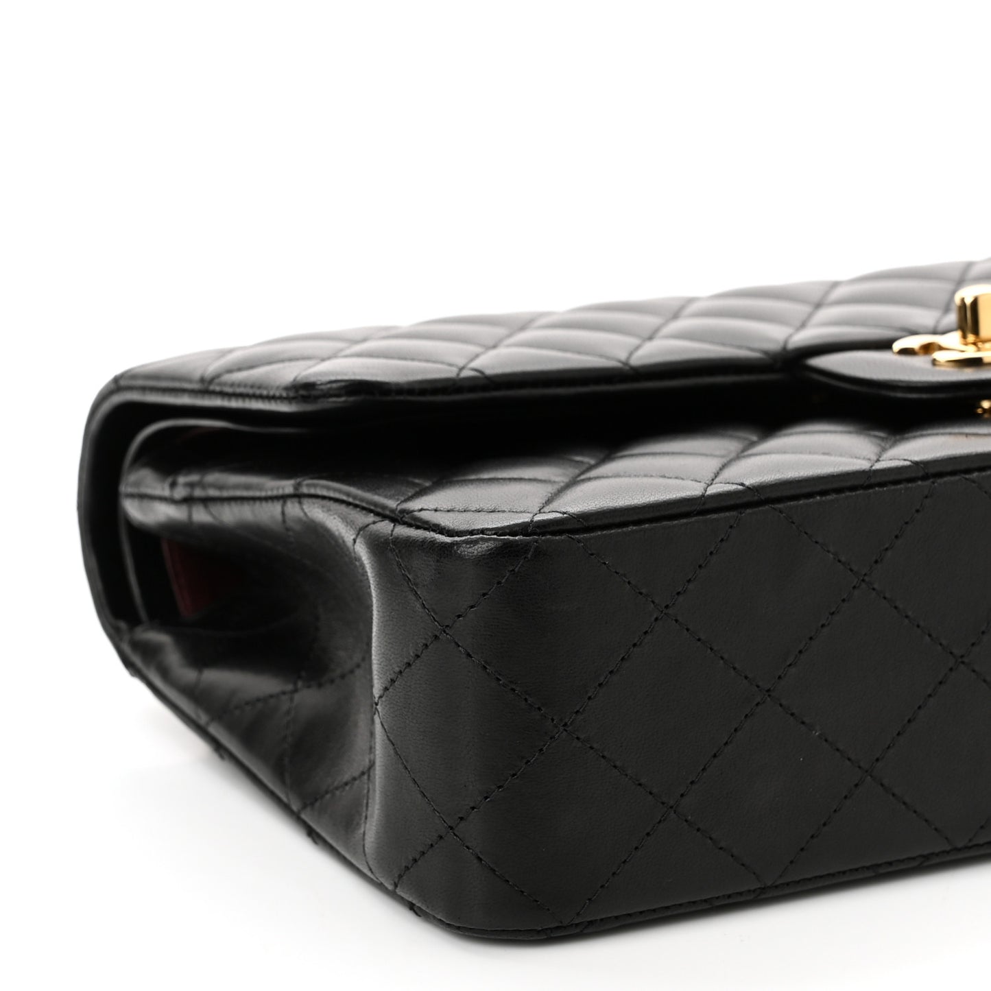 Lambskin Quilted Medium Double Flap Black