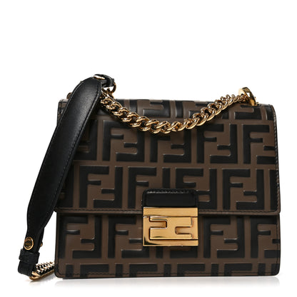 Fendi Vitello Liberty Bi-Color FF 1974 Embossed Small Kan U Shoulder Bag Maya Black 1 of 11