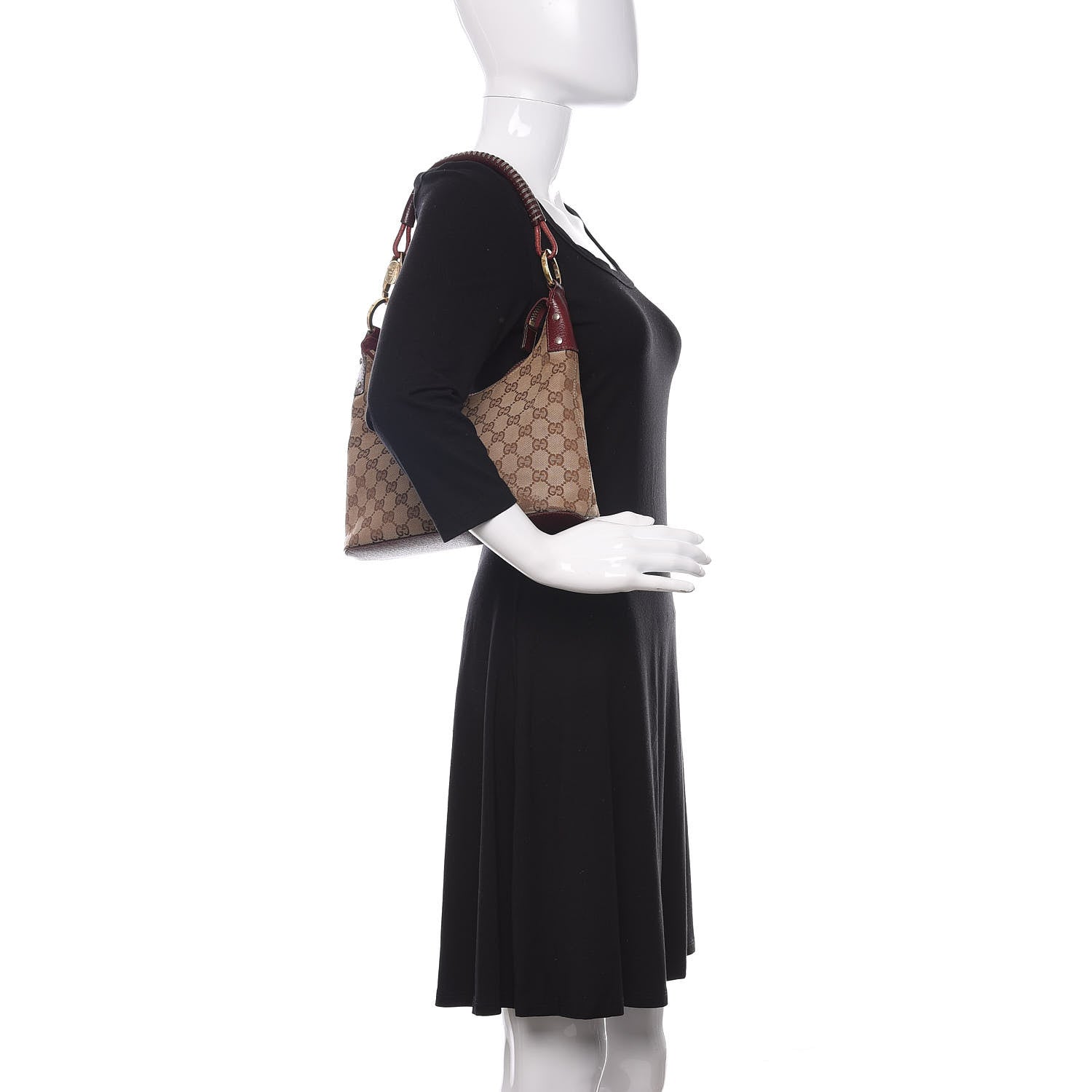 Gucci Monogram Classic Ring Hobo Burgundy 2 of 15