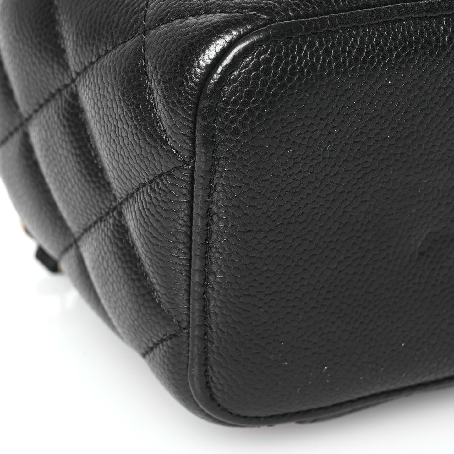 Caviar Quilted Small Tiny CC Vanity Case With Chain Black