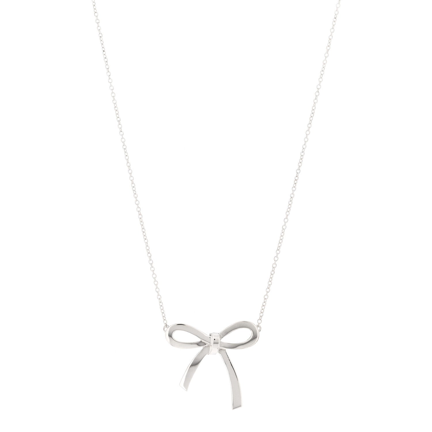 Tiffany Sterling Silver Bow Pendant Necklace 1 of 5