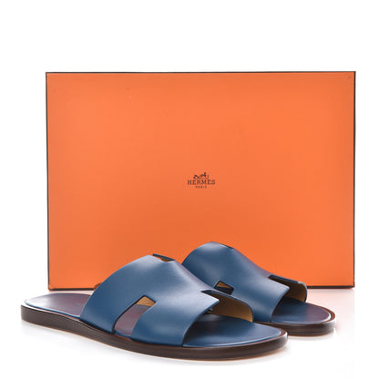 Hermes Calfskin Mens Izmir Sandals 41 Petrole 9 of 9