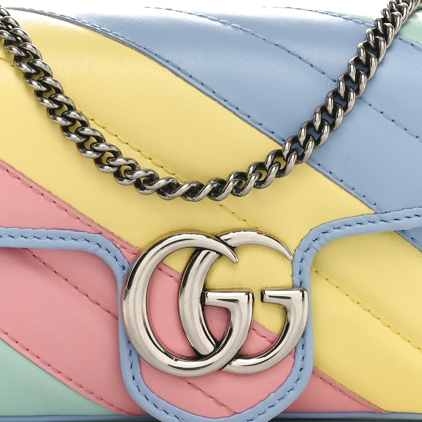 Calfskin Matelasse Diagonal Super Mini GG Marmont Shoulder Bag Multicolor Pastel