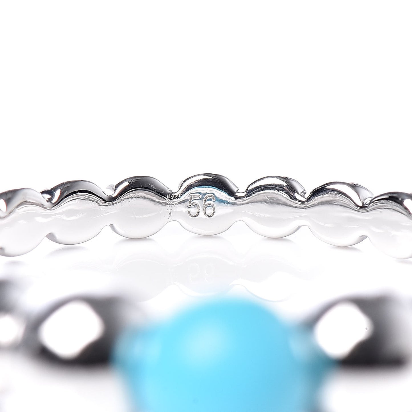 18K White Gold Turquoise Perlee Couleurs Variation Ring 56 7.5