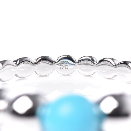 Van Cleef & Arpels 18K White Gold Turquoise Perlee Couleurs Variation Ring 56 7.5 6 of 9