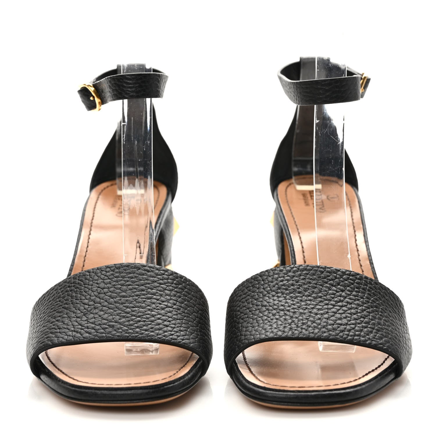 Valentino Garavani Grained Calfskin Roman Stud Ankle Strap 75mm Sandals 39 Black 2 of 7