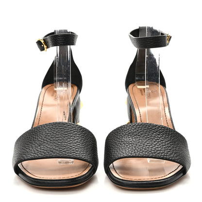 Valentino Garavani Grained Calfskin Roman Stud Ankle Strap 75mm Sandals 39 Black 2 of 7