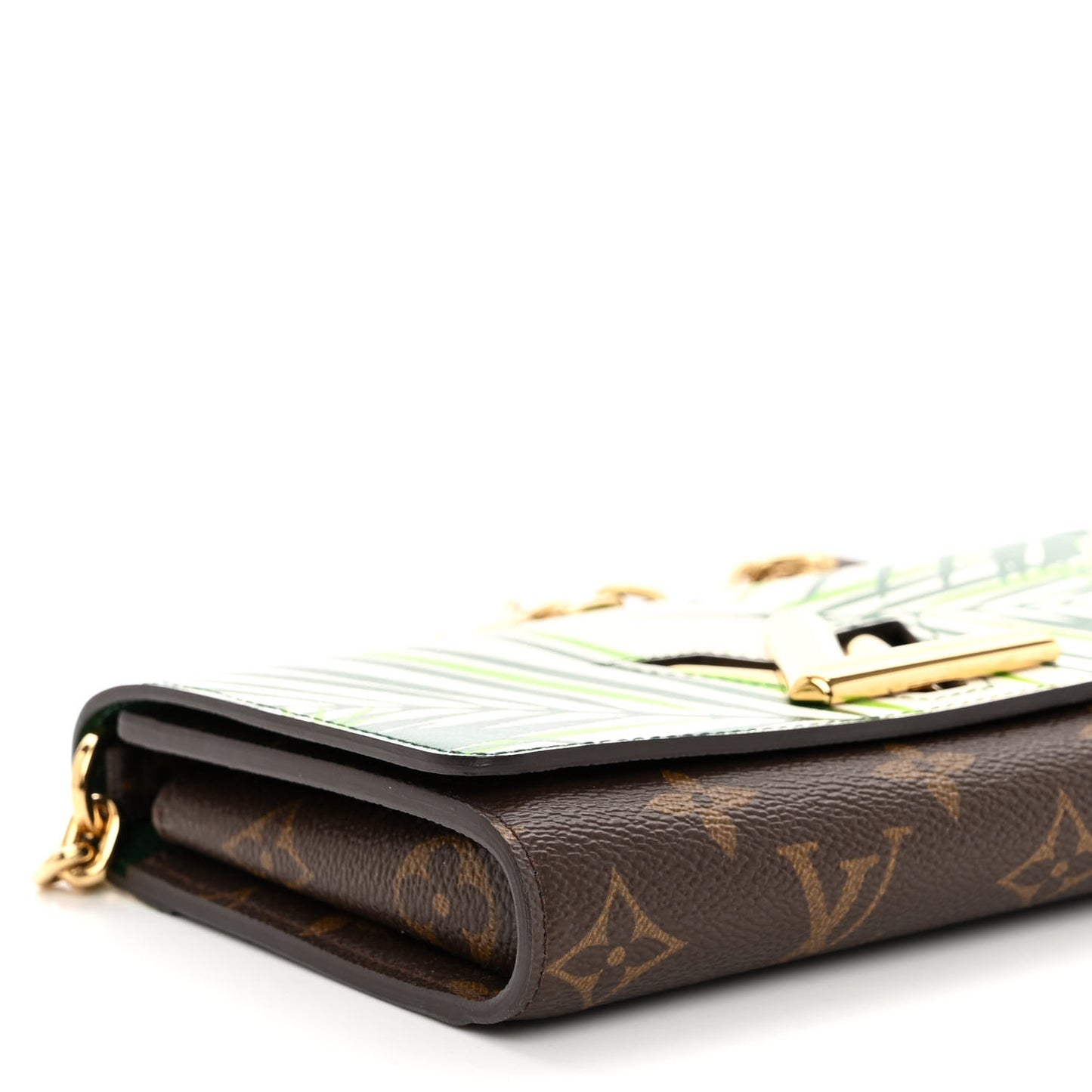 Monogram Palm Twist Chain Wallet Vert White