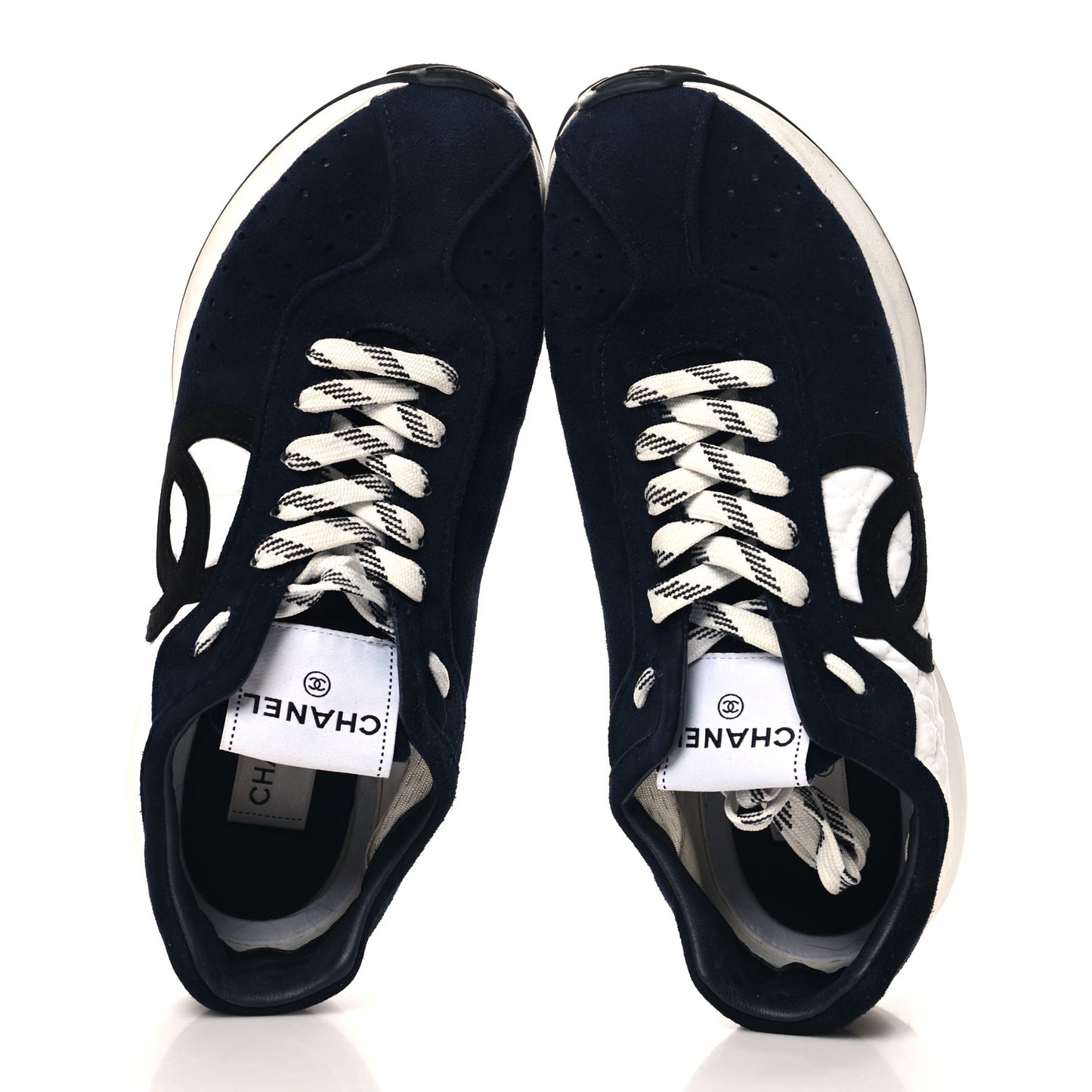 Fabric Suede Kidskin CC Sneakers 41 Dark Navy White