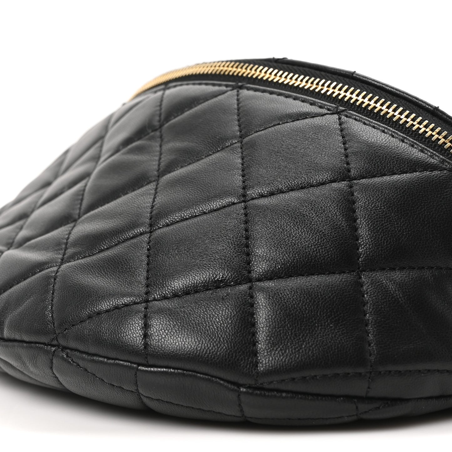 Lambskin Pearl Quilted CC Belt Bag Black