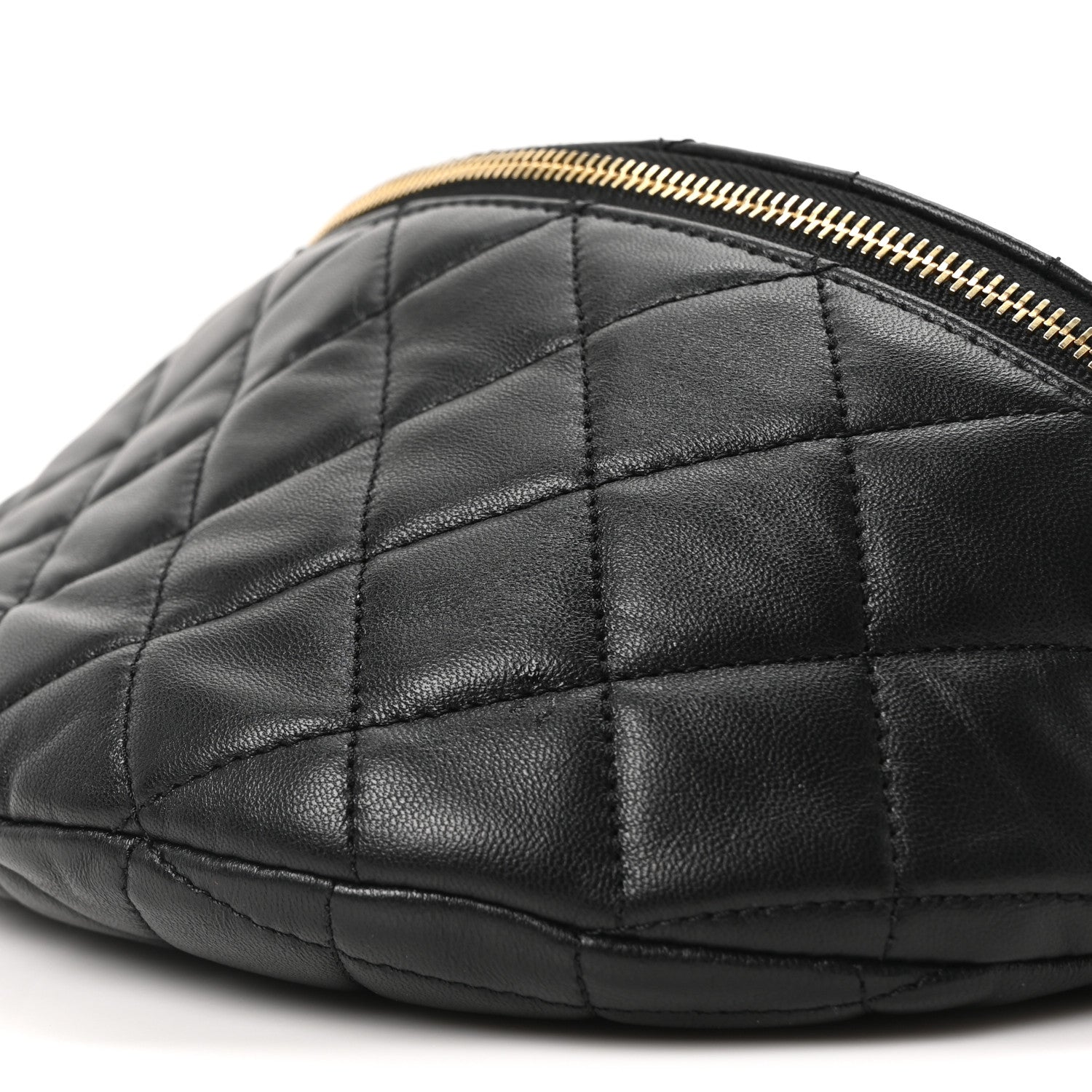 Chanel Lambskin Pearl Quilted CC Belt Bag Black 10 of 10