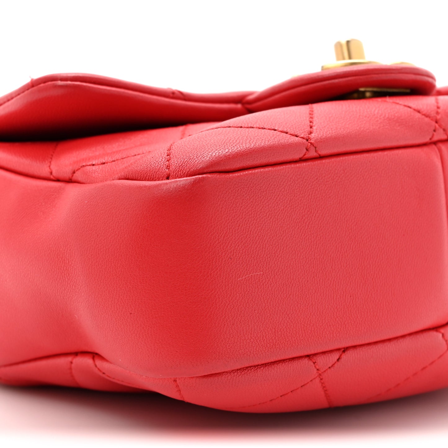 Lambskin Quilted Small Circular Handle Bag Brilliant Rouge